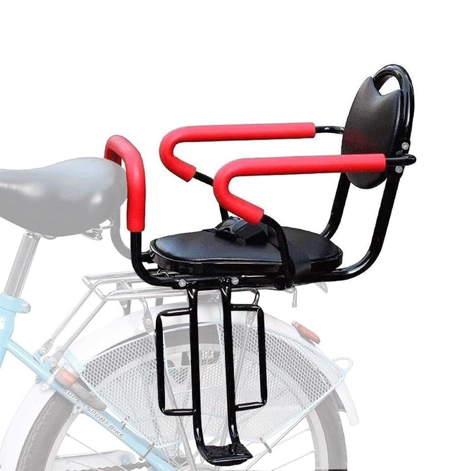 DaoWhisper Kids Bike Seat Rear Rack Mount, Rear Frame Mounted Child Bike Seat, Bike Child Carrier with Backrest and Foot Pedals for 2-8 Year Old Children