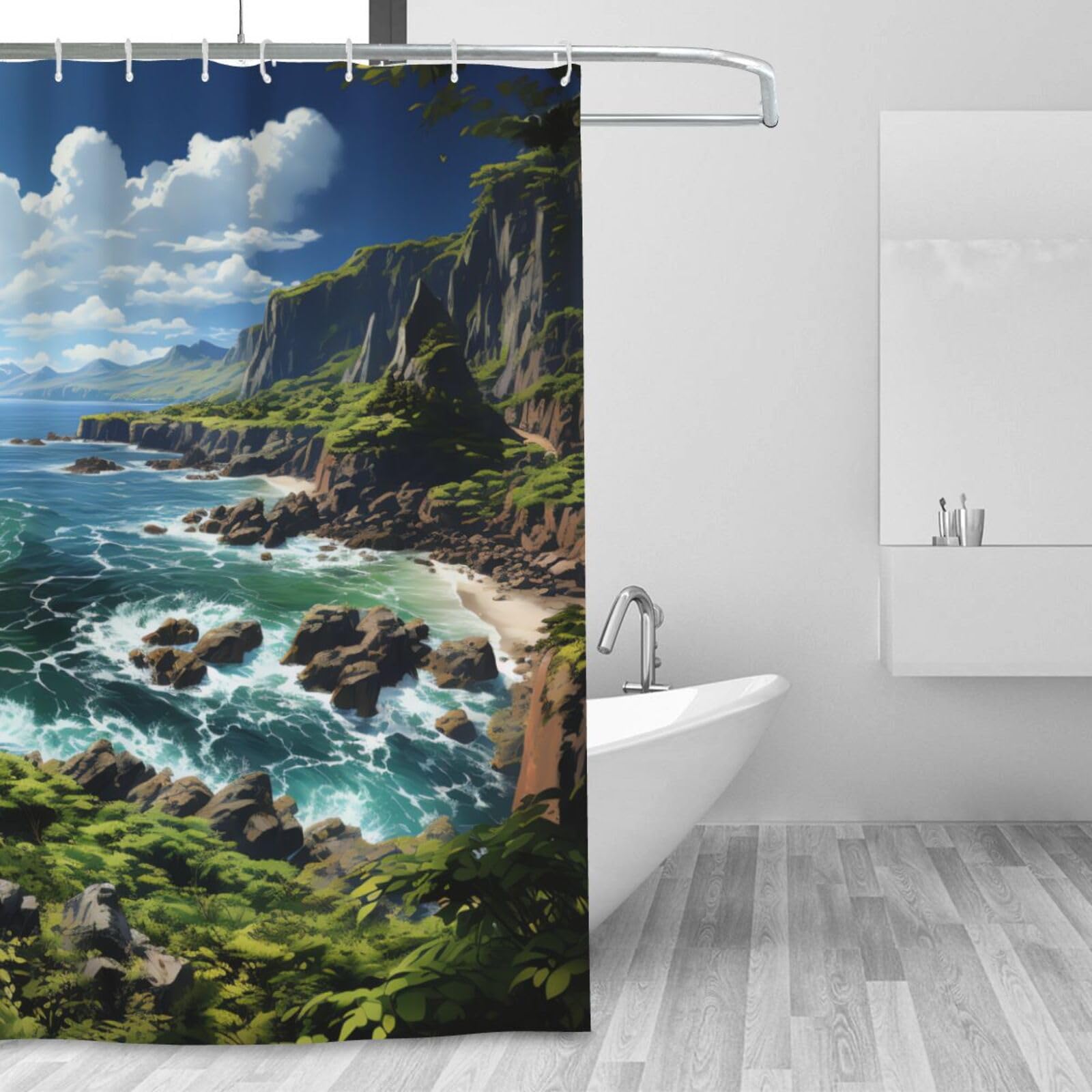 Rideau de douche en tissu de qualité supérieure décoration marine élégante