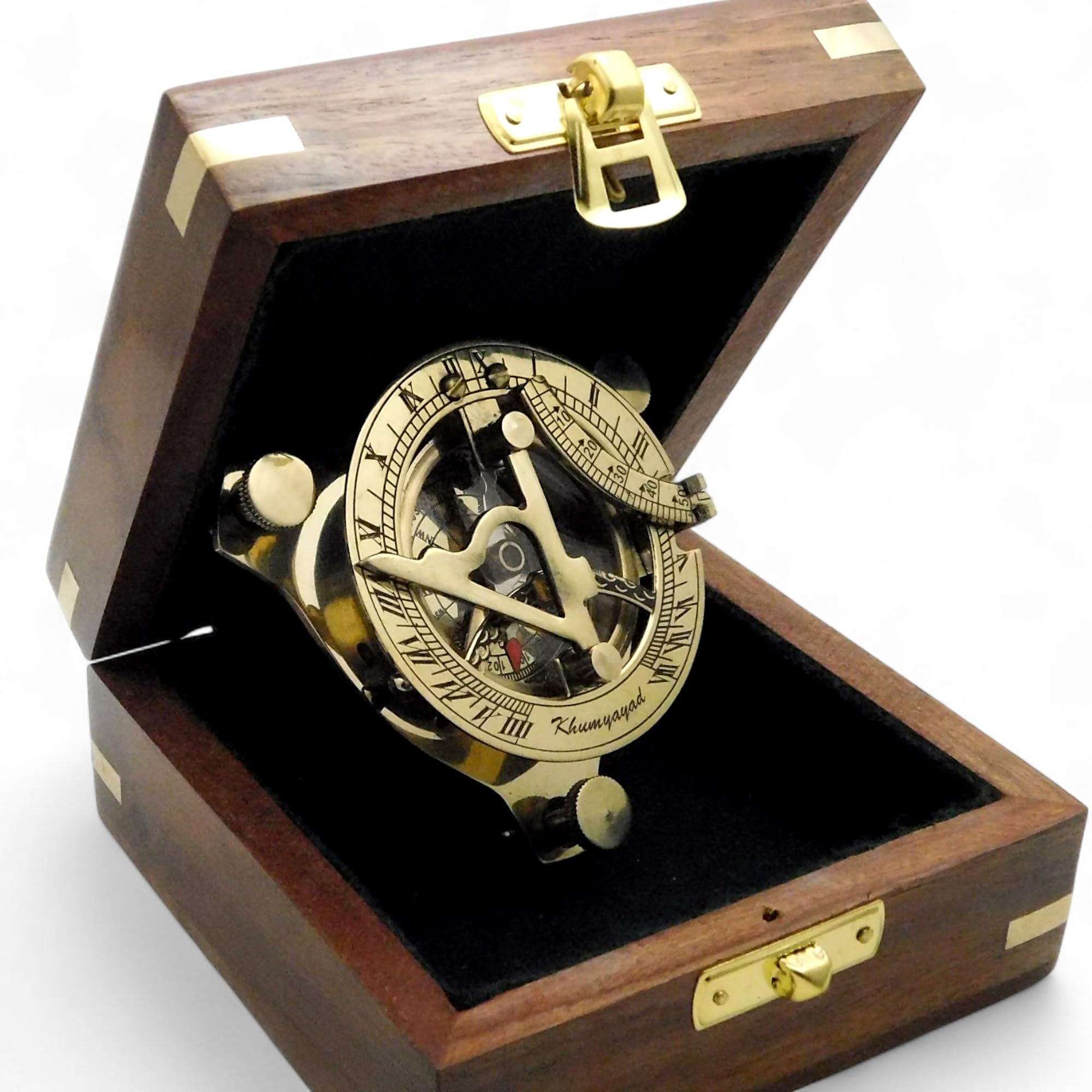 3" Brass Compass with Sundial Vintage Nautical Style