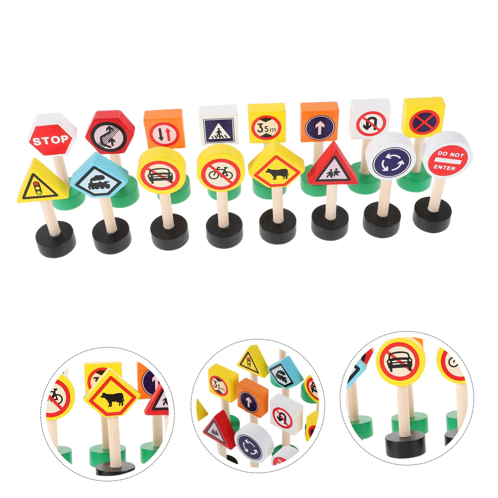 Ensemble de Jeu Panneau Signalisation Garçon et Filles en Bois 16pcs, Jouet Éducatif Coloré et Créatif pour Apprentissage Interactif Sécurisé à Domicile Classe
