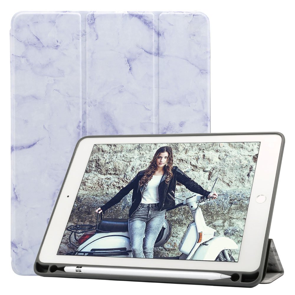 Billionn-AE iPad 9.7 2018 Case for Apple iPad 9.7 2018/2017/ Air 2/ Air/Pro 9.7 2016 with Apple Pencil Holder [Auto Wake/Sleep], Marble Purple