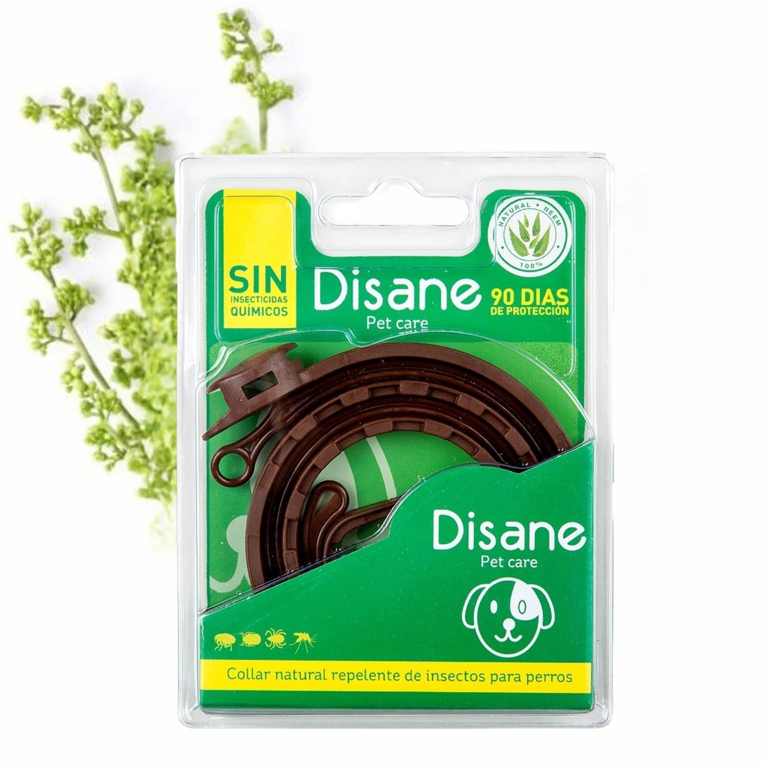 DISANE Collar Antiparasitario Natural para Perros, Repelente de Pulgas, Garrapatas y Mosquitos (leishmaniosis), 3 Meses de Protección, Ajustable hasta 54cm y Resistente al Agua