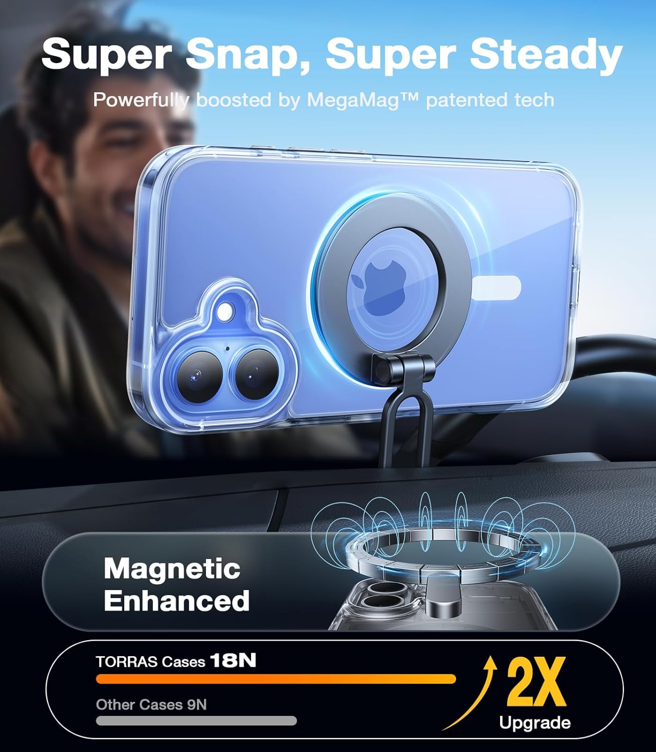 TORRAS Stronger Magnetic Shockproof for iPhone 16 Case, Fit for MagSafe, Never Yellow, 4X Military Grade Drop Protection, Protective Hard Back Plastic Slim Phone Case for iPhone 16 6.1 inch, Clear - Image 3