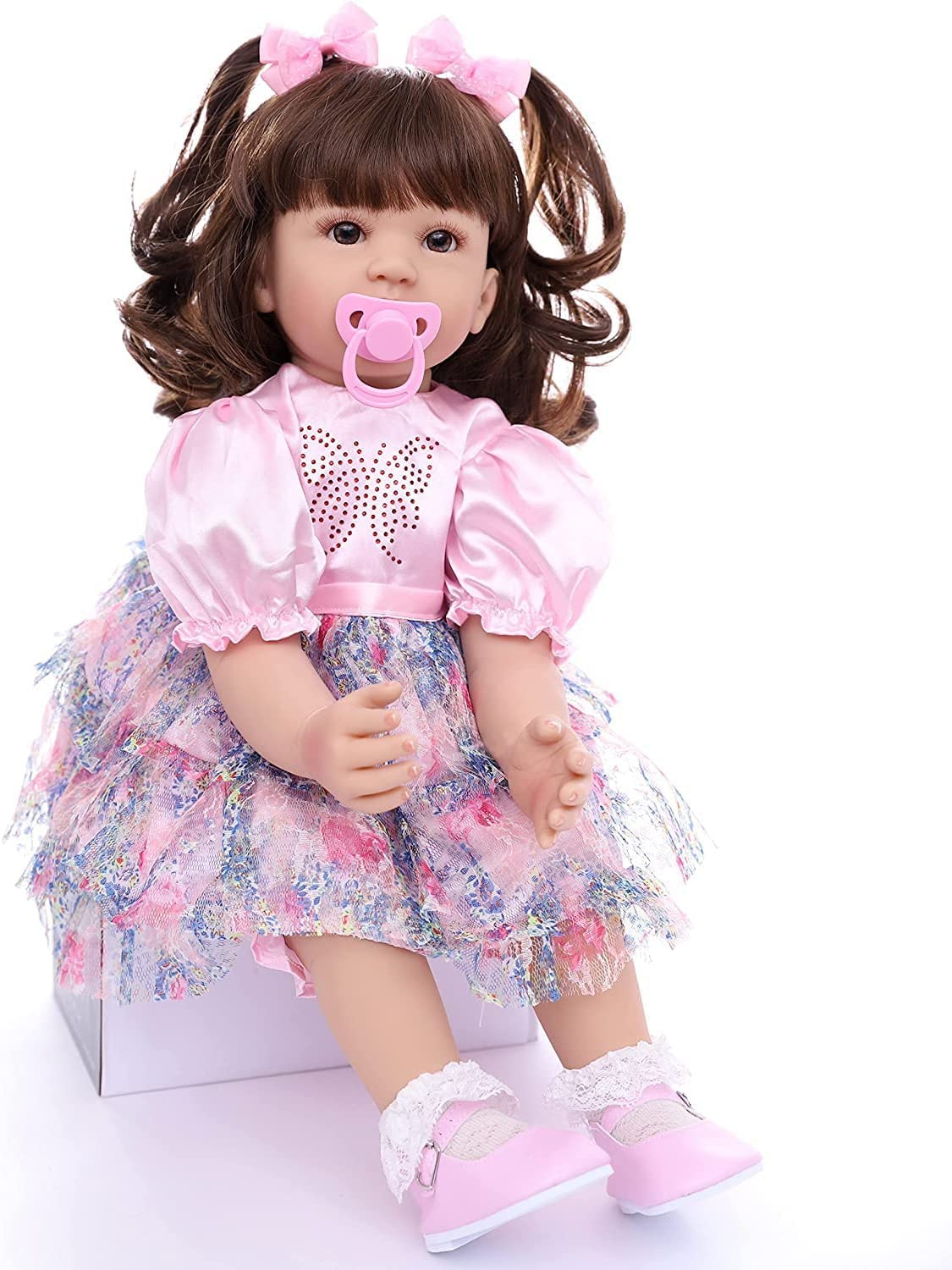 SYP Muñeca Reborn 24 Pulgadas 60cm Vinilo de Silicona Suave Bebé Reborn niña Hecho a Mano Recién Nacido