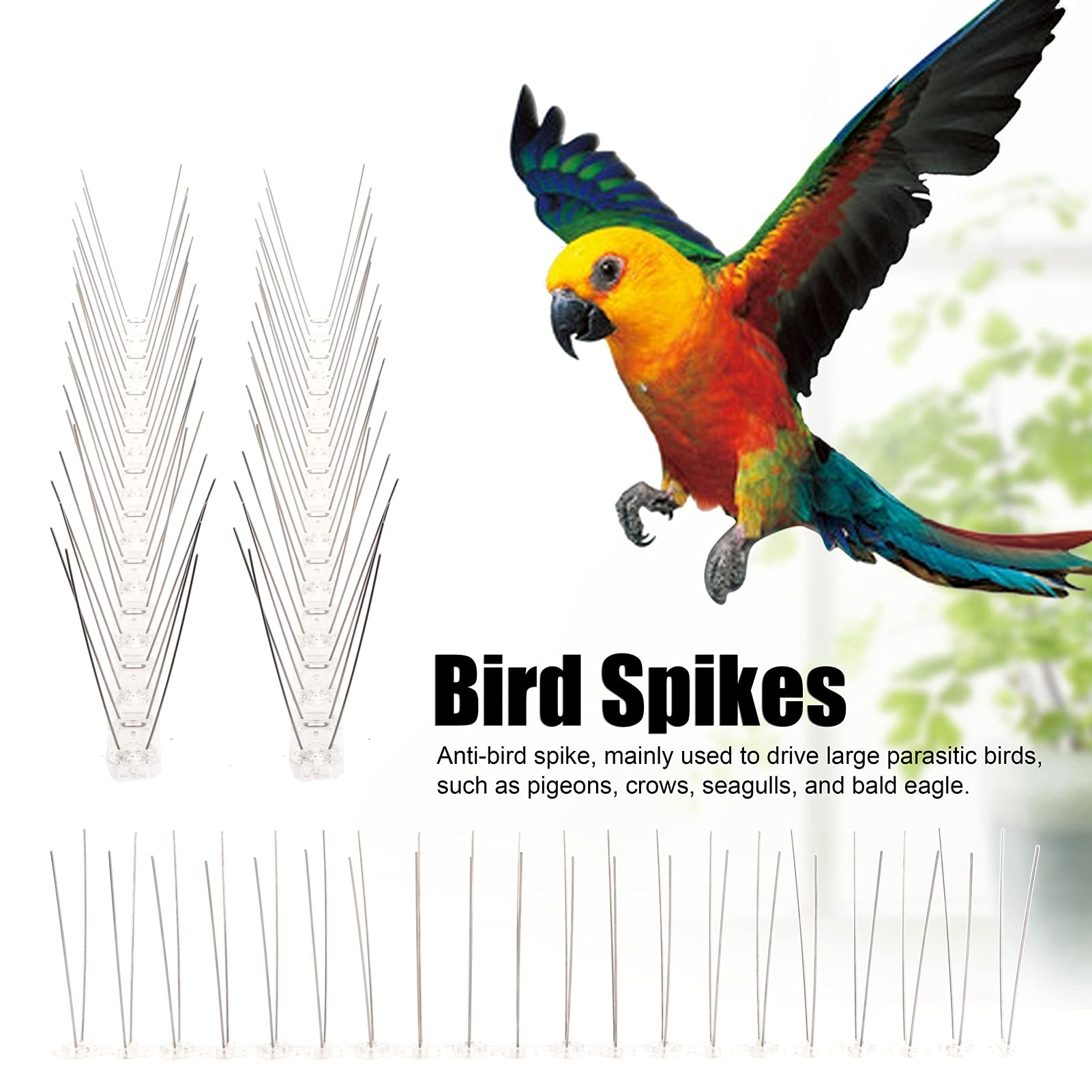 JAOCDOEN 6Pcs Anti Bird Spike Stainless Steel Outdoor Birds Pigeons Tool Fence Wall Accessory