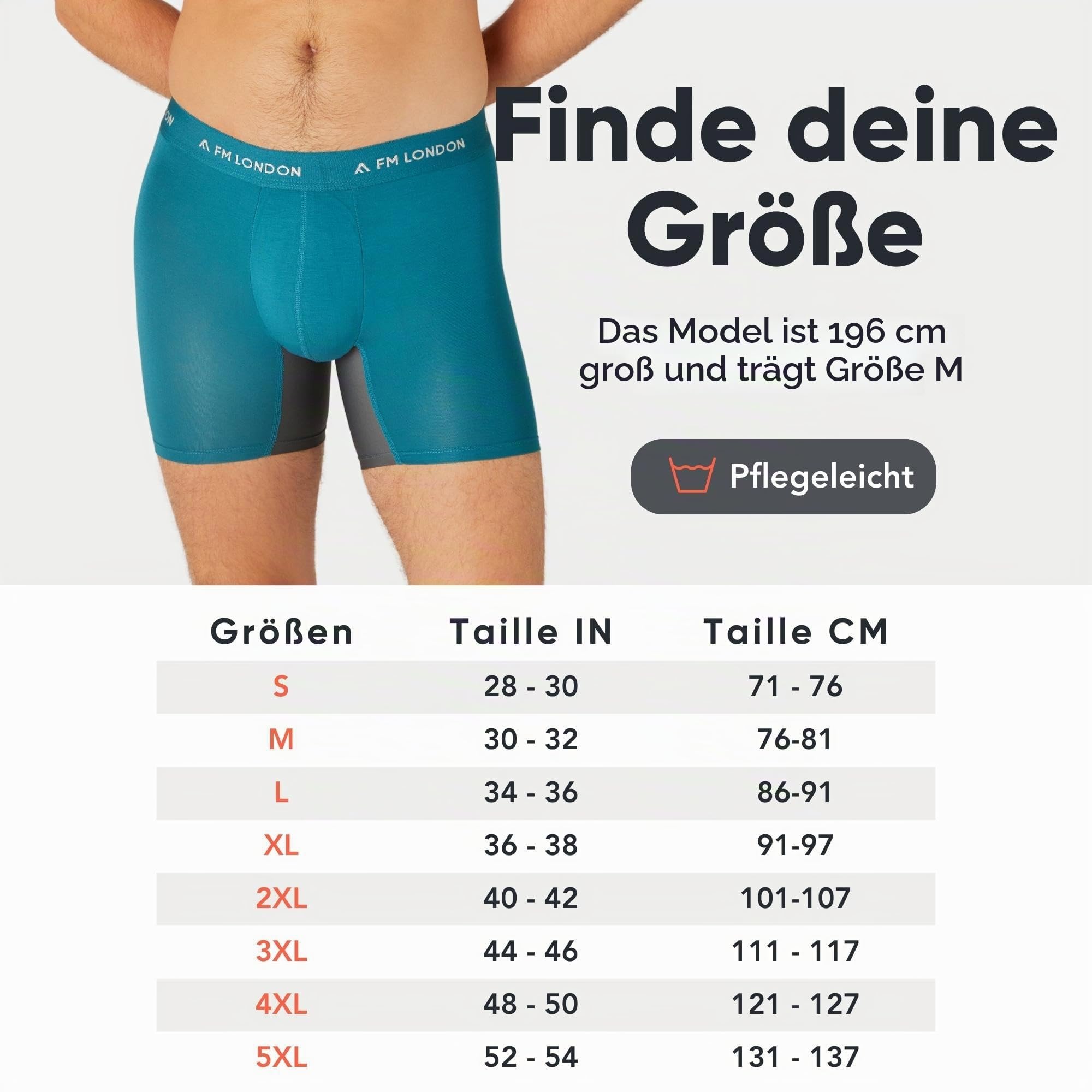 FM London 3er-Pack Bambus-Boxershorts für Herren mit Reibungsschutz – Weiche Unterhosen für Männer mit Langem Bein und Vorgeformtem Schritt – Feuchtigkeitsableitend, Etikettenlos und Atmungsaktiv