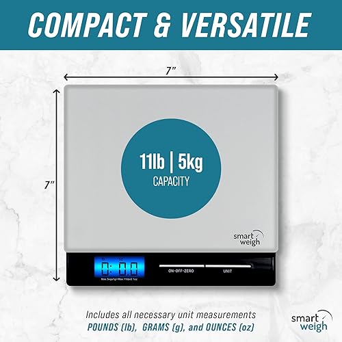 Miniatura 2 de Smart Weigh Báscula profesional, con vidrio templado. Varios modos de pesaje y función de tara, 11 libras