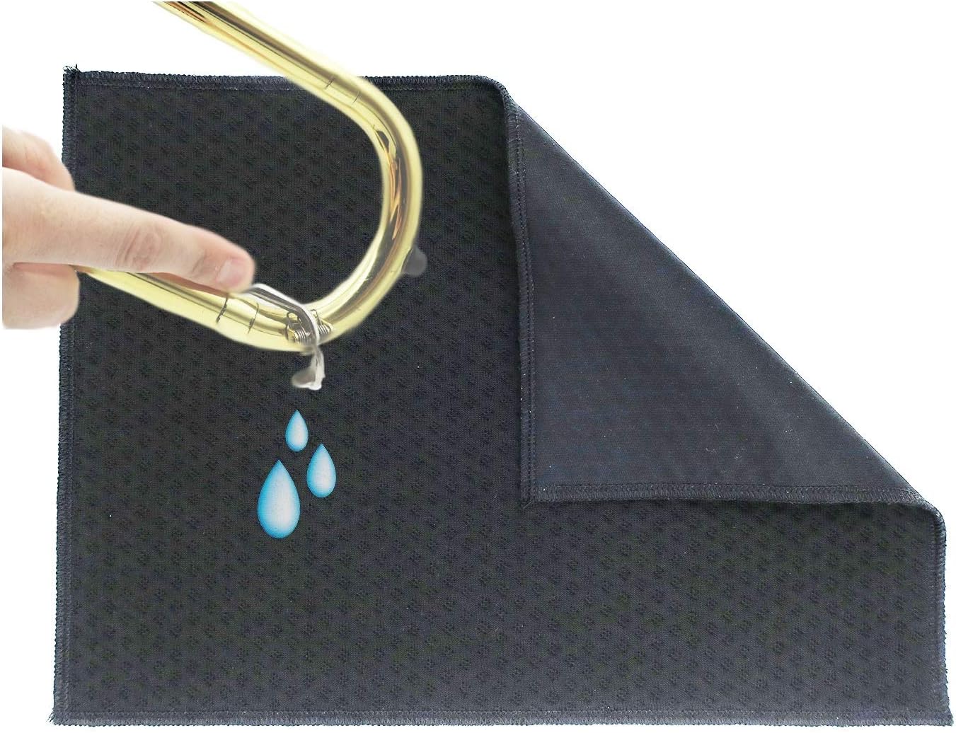 The Original Spit Catcher by Brasstache - For Brass/Wind Instruments, Ultra-Absorbent and Leakproof, Multi-layered Cloth Pad to Empty Your Spit, Self-Packing…… (Single)