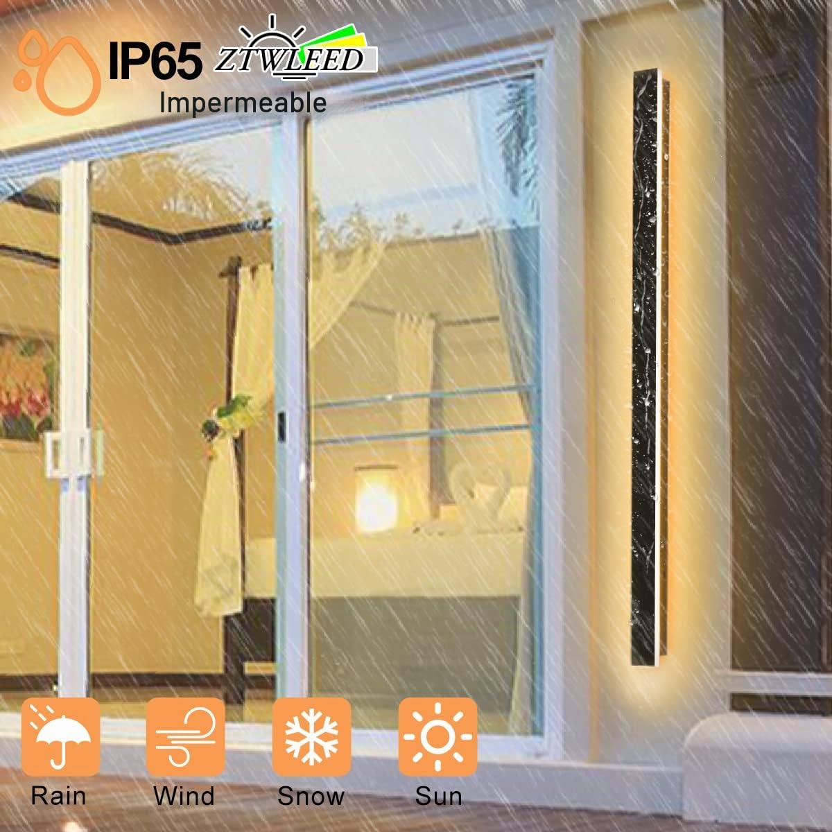 Aplique Pared Exterior Regulable,8W LED Lampara Exterior Pared con Mando a Distancia IP65 Impermeable,Apliques Pared Exterior para Escaleras Pasillos Balcón Patio Jardín Balcón,40CM