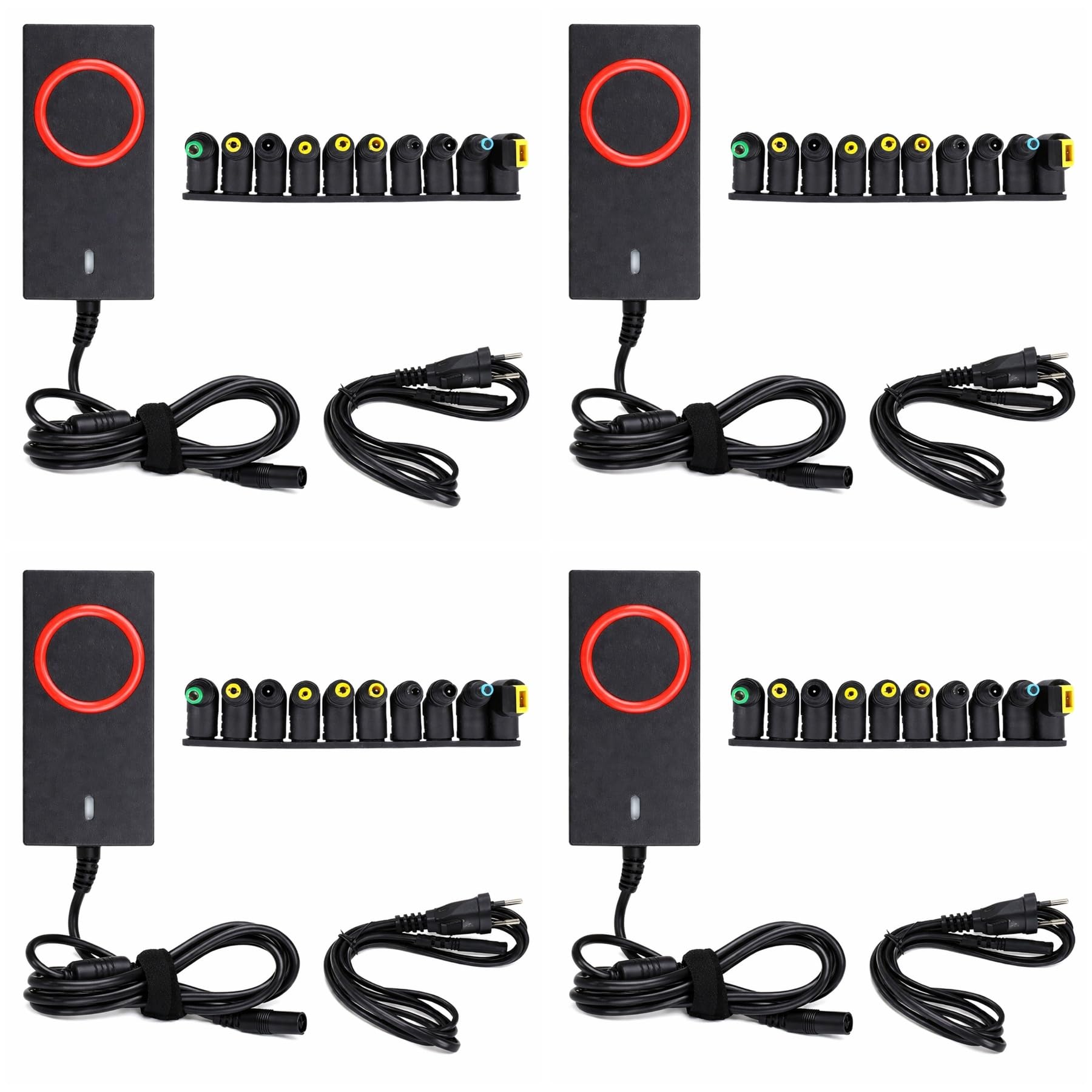 4 Pezzi Alimentatore Universale Laptop 65W con 10 Connettori Inclusi, Caricatore per PC Portatile Notebook, Input 100-240V, Output 15-20V 3.25A