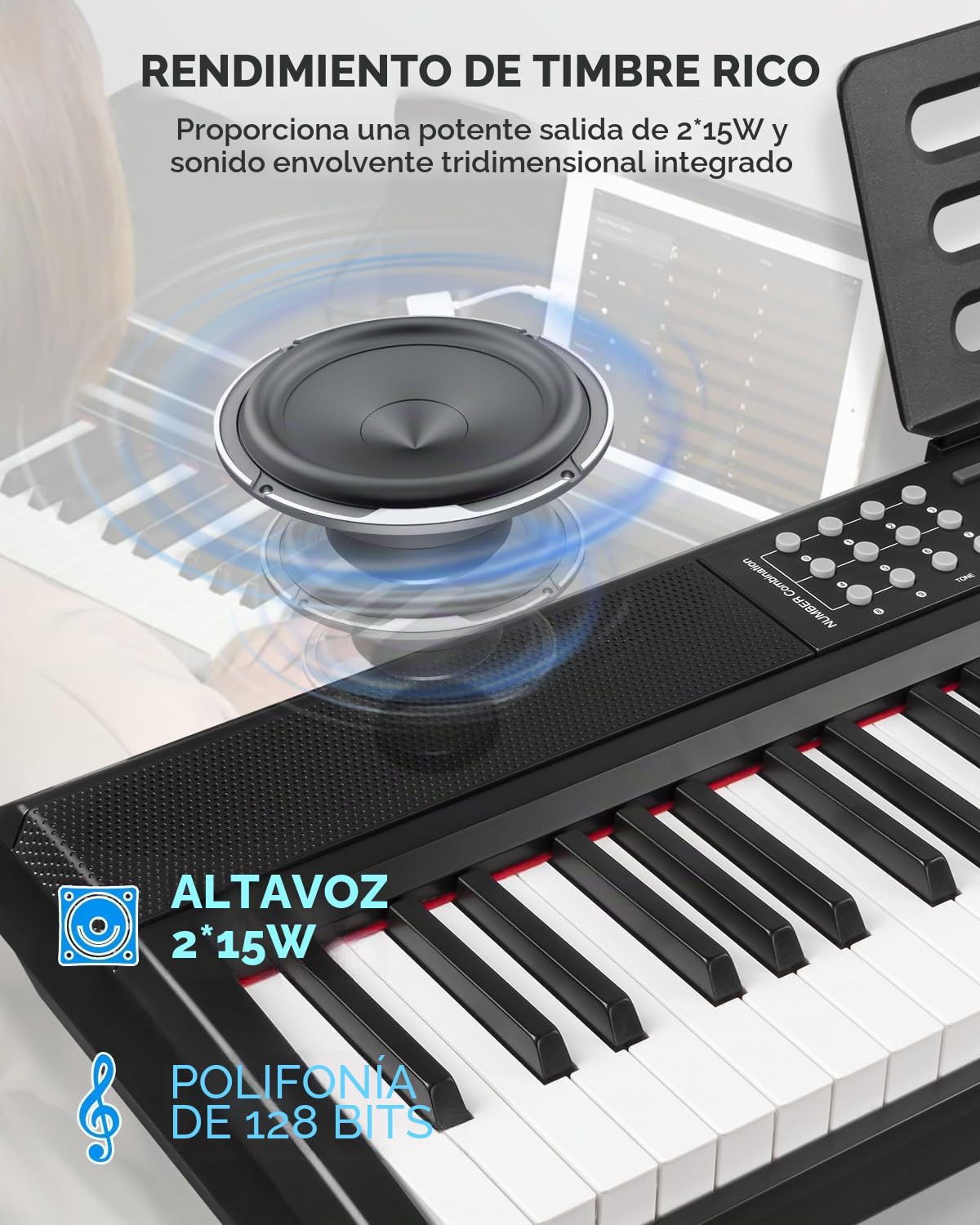 STRICH Piano eléctrico de 88 teclas, con pedal de sostenido, piano digital con mecanismo de martillo, 2 altavoces integrados de 15 W, piano electrónico completo con conexión USB MIDI/inalámbrica, SDP