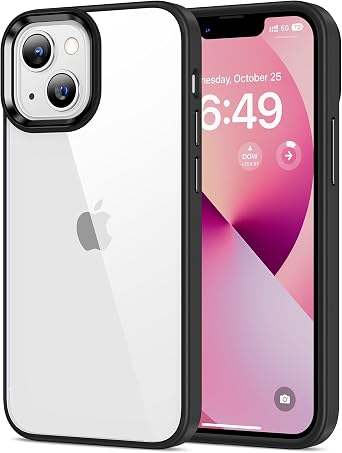 HOOMIL Case for iPhone 13 Mini 5.4-Inch, Non-Yellowing, Drop Protection, Anti-Scratch Transparent Hard Back Phone Cover - Black