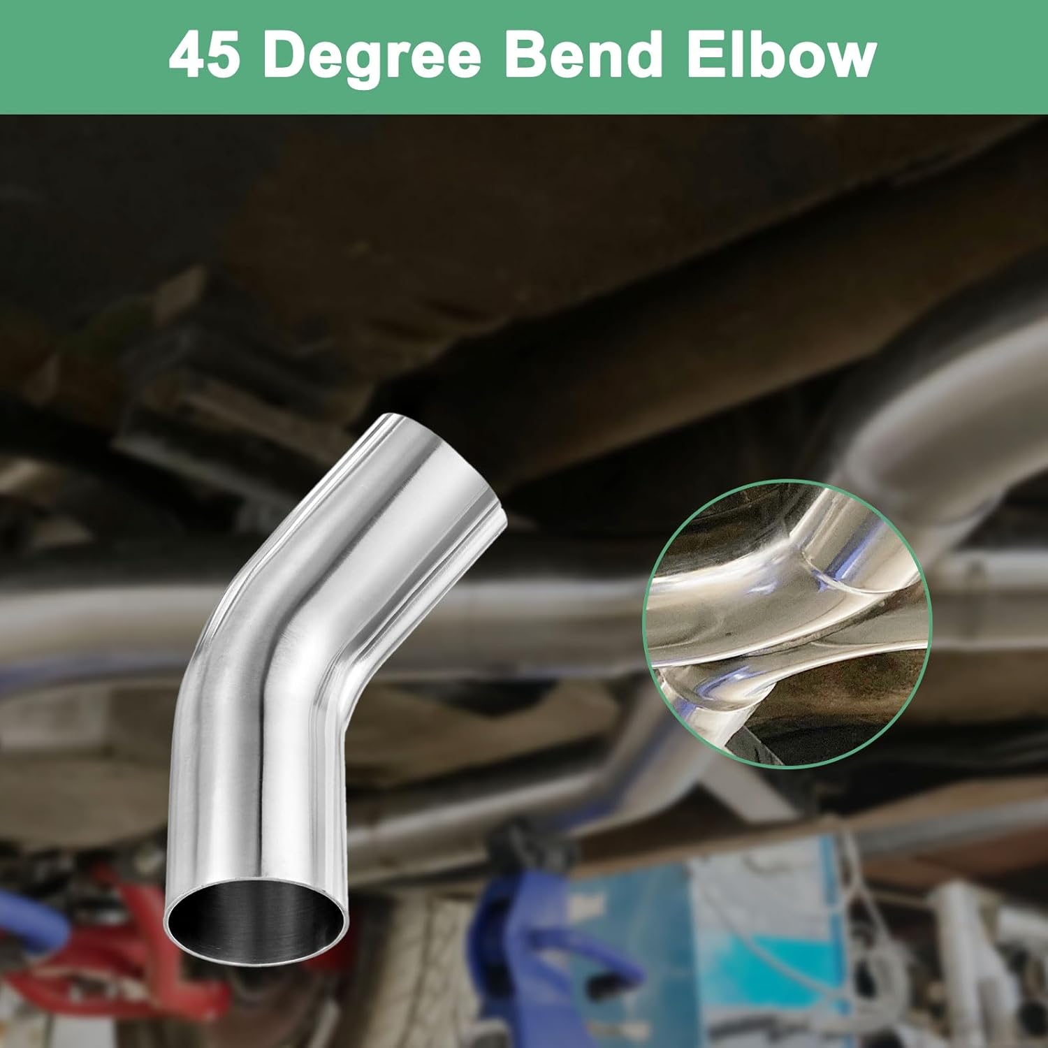 M METERXITY 2-Pack OD 1.8 Inch 45 Degree Mandrel Bend Elbow, Thicken 1.5 mm 304 Stainless Steel Exhaust Elbow Pipe for Car Modified Exhaust System, Stair Handrail Bend, Height 140 mm