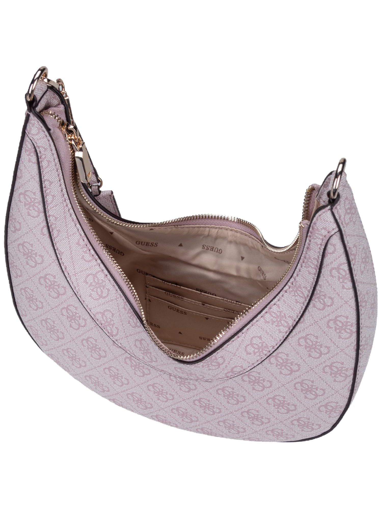 GUESS Torba na ramię Lindsey Hobo Orchid Logo stary róż