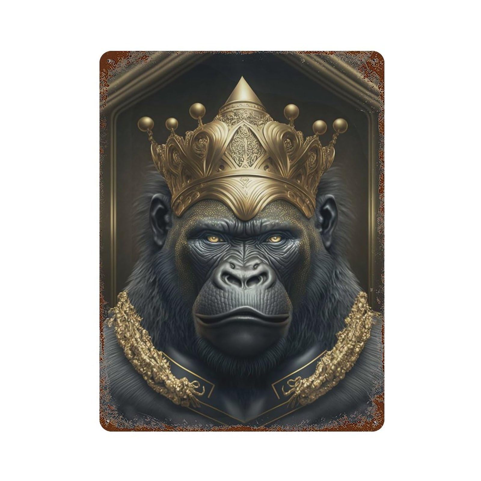 King Gorilla Art Deco Decorative Tin Sign 15.7"x11.8", Ideal for Garage, Bar And Workshop Decor