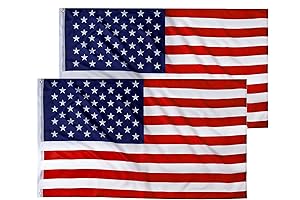 American US Flag 3x5, Set of 2 Vibrant 3x5 ft Fade-Resistant Outdoor Flags