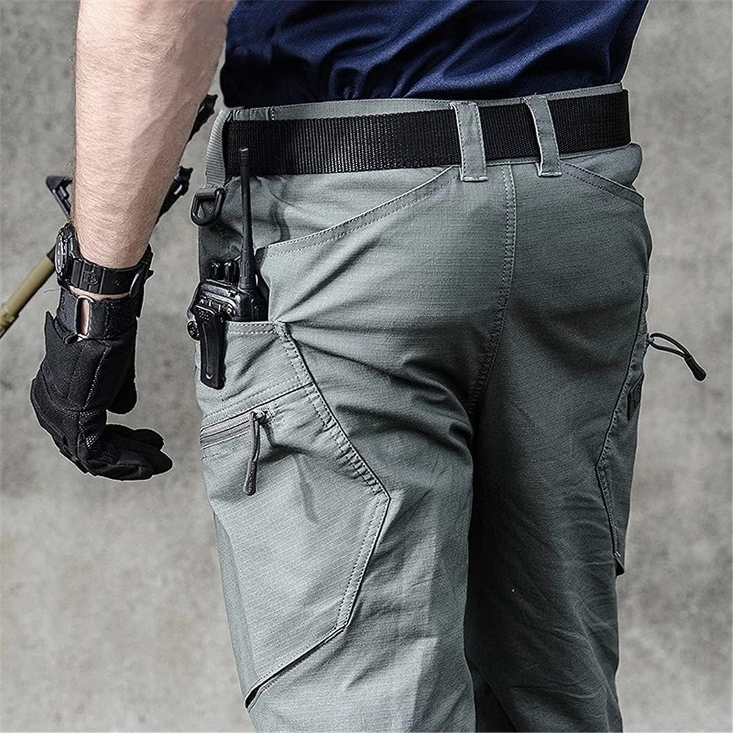 KEHAIOO Mens Black Tactical Cargo Pants, Trekking Jogger Casual Trousers, Hiking Military Streetwear Sweatpants