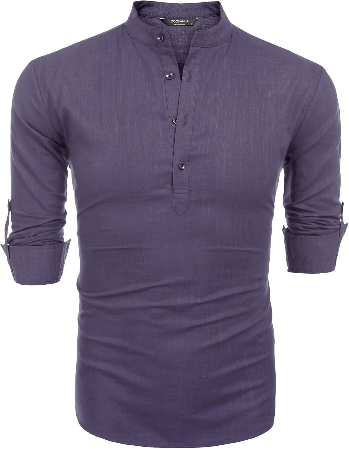 COOFANDY Men's Cotton Linen Henley T-Shirt Long Sleeve Hippie Casual Beach T-Shirts - Image 6