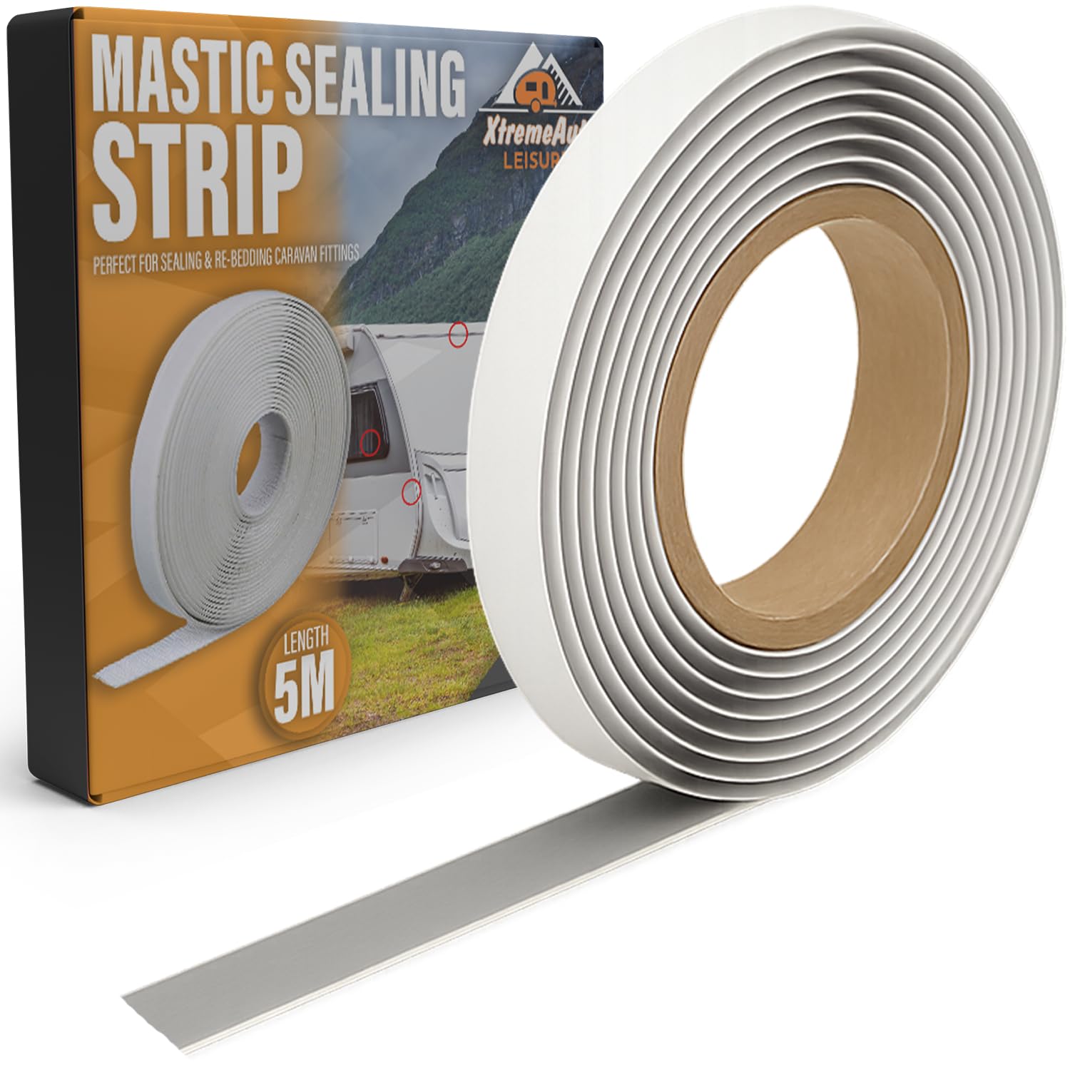 Xtremeauto Mastic Sealing Strip for Caravans & Motorhomes, 5M Off White Weatherproof Sealant for Overlap Joints Awning Rails