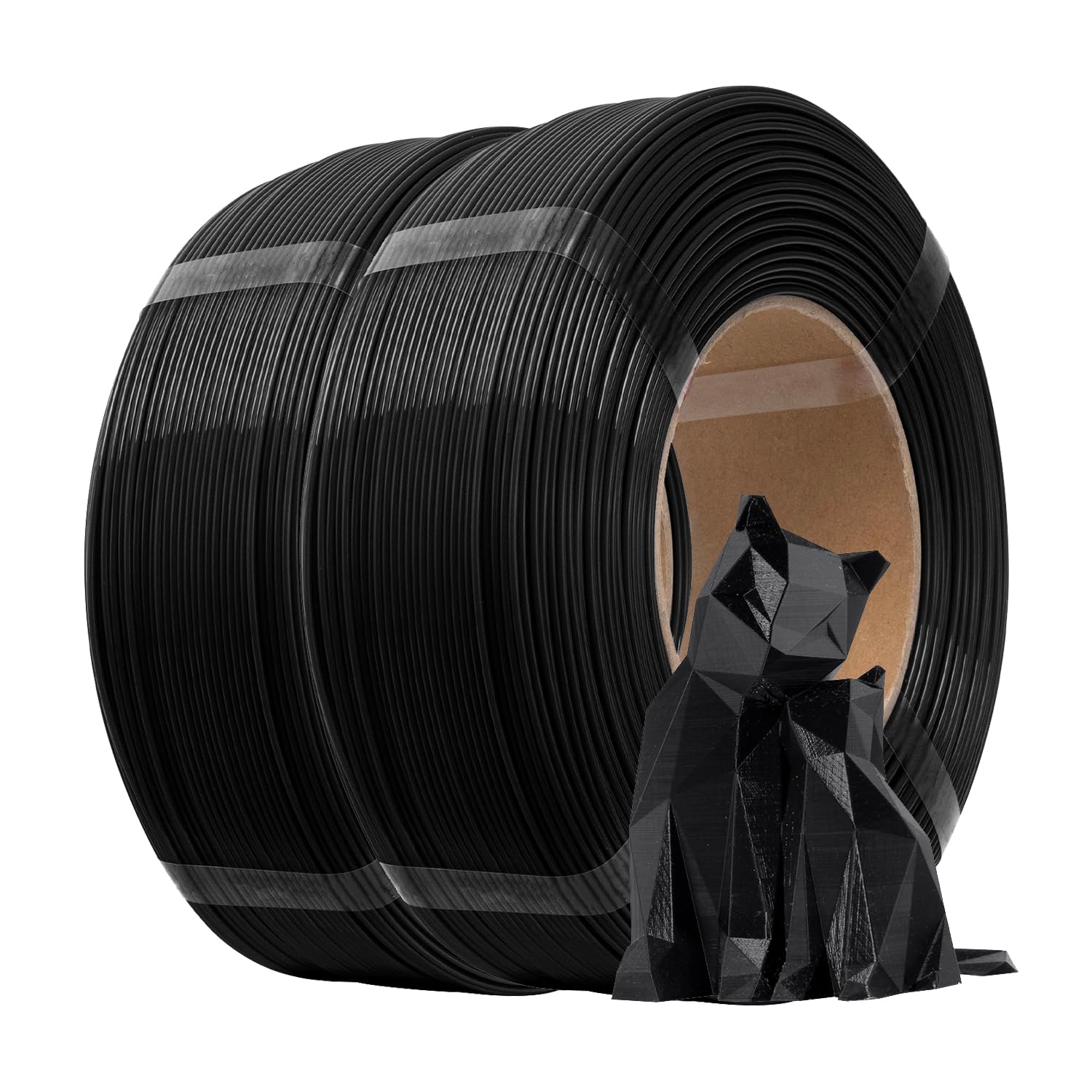 eSUN PLA+ Refilament 1.75mm, 3D Printer Refill PLA Plus, 1KG per Roll, 2 Rolls Spoolless 3D Printing Filament for 3D Printers,Black