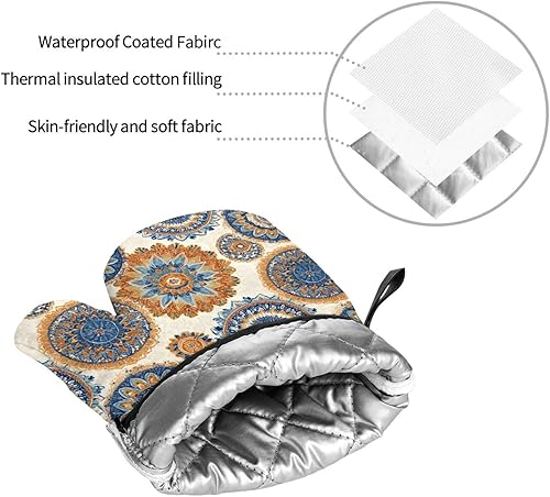 Miniatura 274 de Manoplas de horno y soportes para ollas, arte de mármol blanco y dorado, juego de 4 guantes de cocina resistentes al calor, antideslizantes