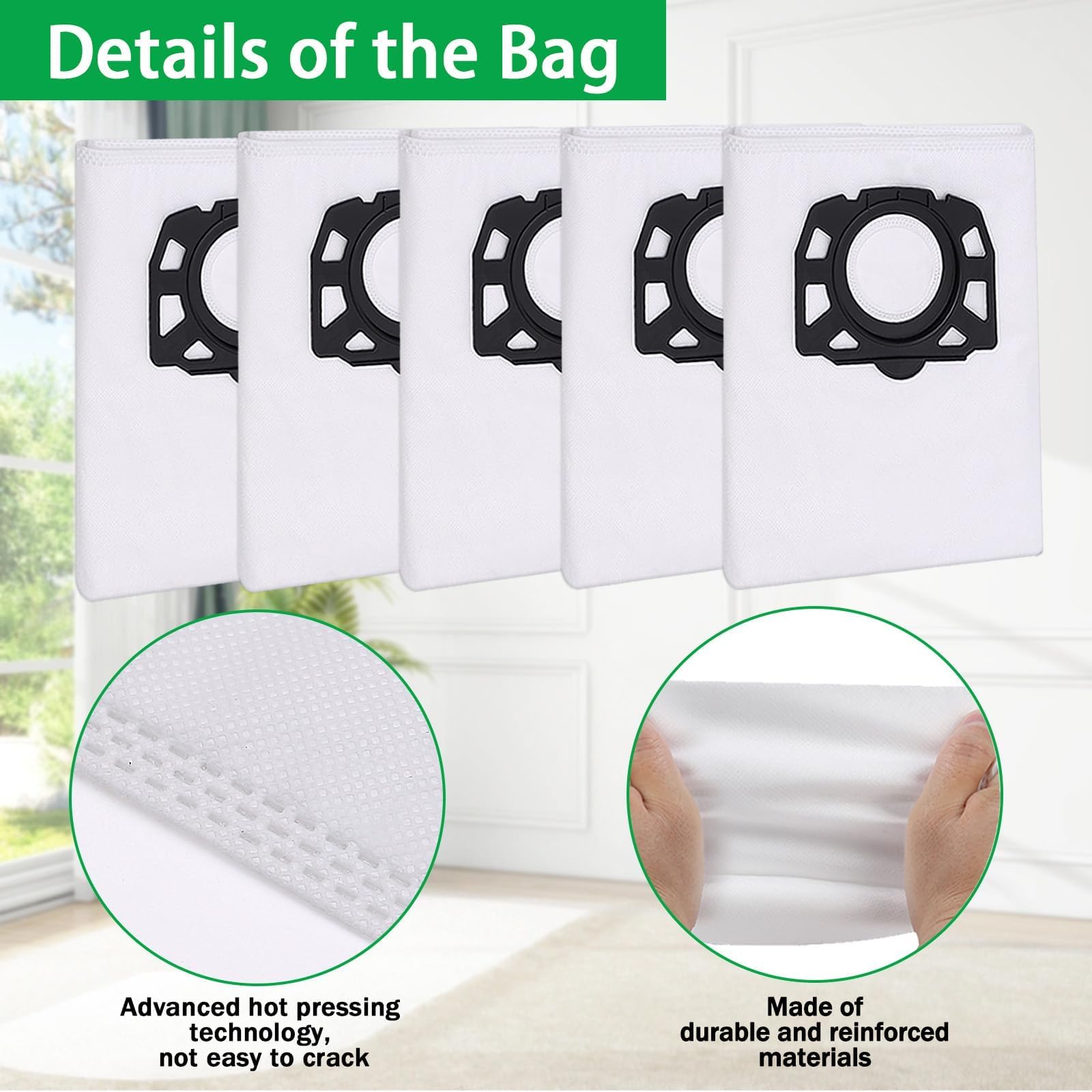 Sacchetti Per Aspirapolvere Per Kärcher WD2 MV2 WD 2.200 - Foto 5