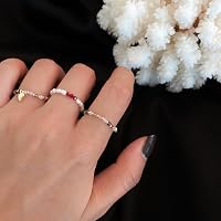 Crymystal Boho Crystal Bead Stretch Ring - Handmade Stackable Elastic Gemstone Beaded Rings for Women, Rainbow Jewelry Gifts