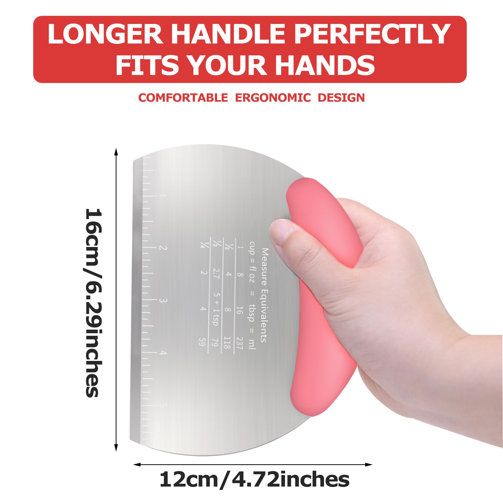 Pink Pastry Cutter - Dough Scraper for Baking -4