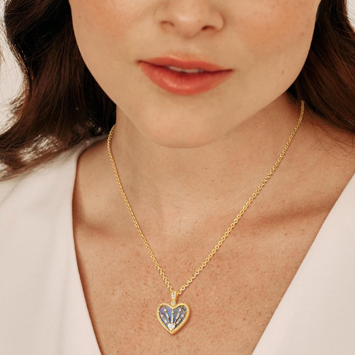 BENEIGE 14K Gold Heart Necklace for Women Dainty Gold Necklace Plated Zircon Handmade Heart Love Pendant Necklace Jewelry Gift - Image 2
