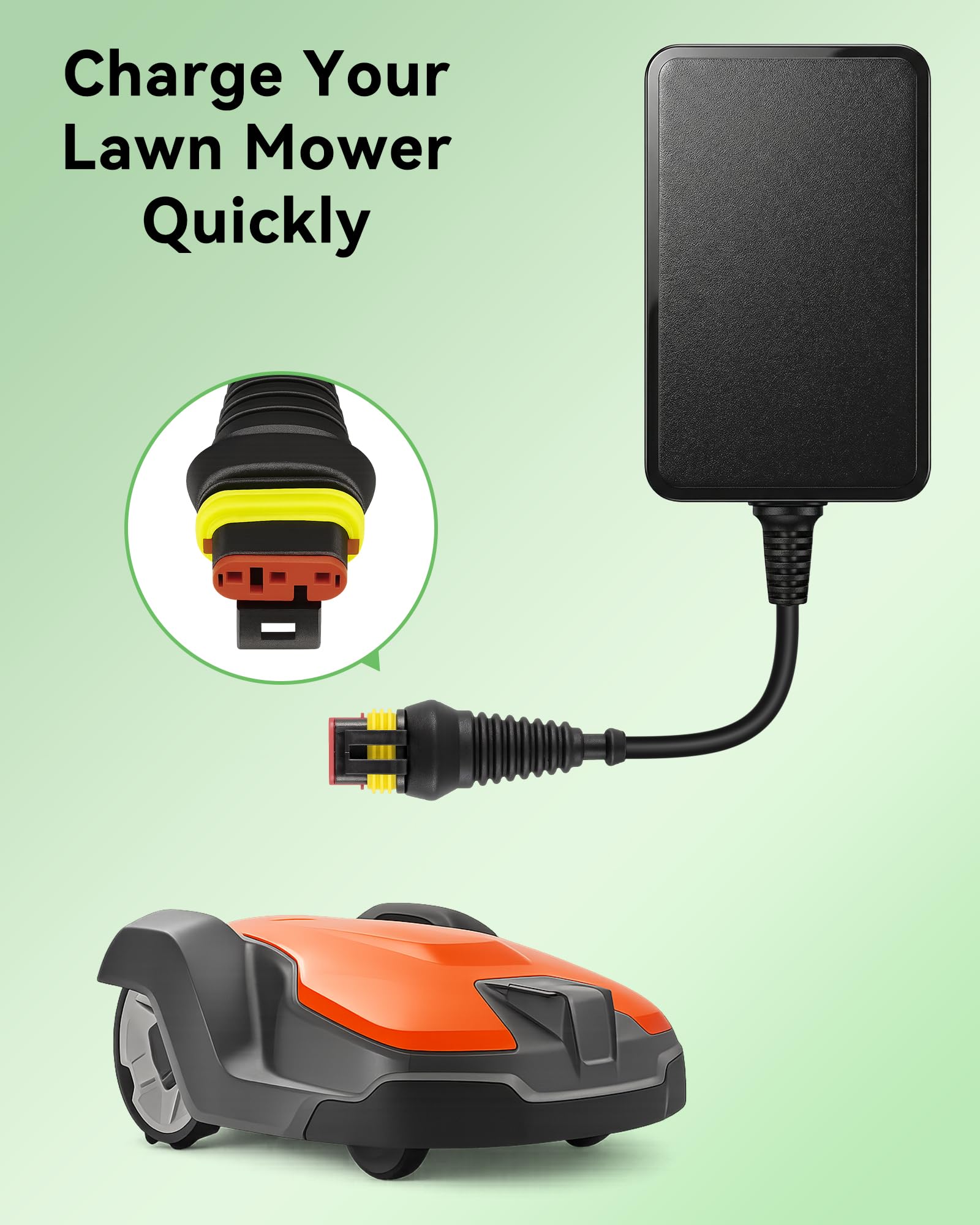 Cargador 28V 1,3A Compatible con Husqvarna Automower 105, 305, 310, 315, 315X, 405X, 415X, 310 Mark II, 315 Mark II, Gardena R50Li, R70Li, R80Li, Sileno City, Life, Minimo Robot Cortacésped