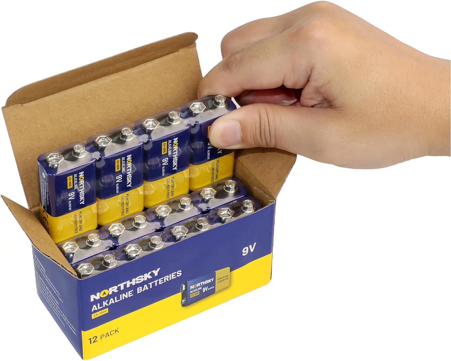 NORTHSKY 9V Alkaline Batteries 12 Pack, Long Lasting, 5-Year Shelf Life