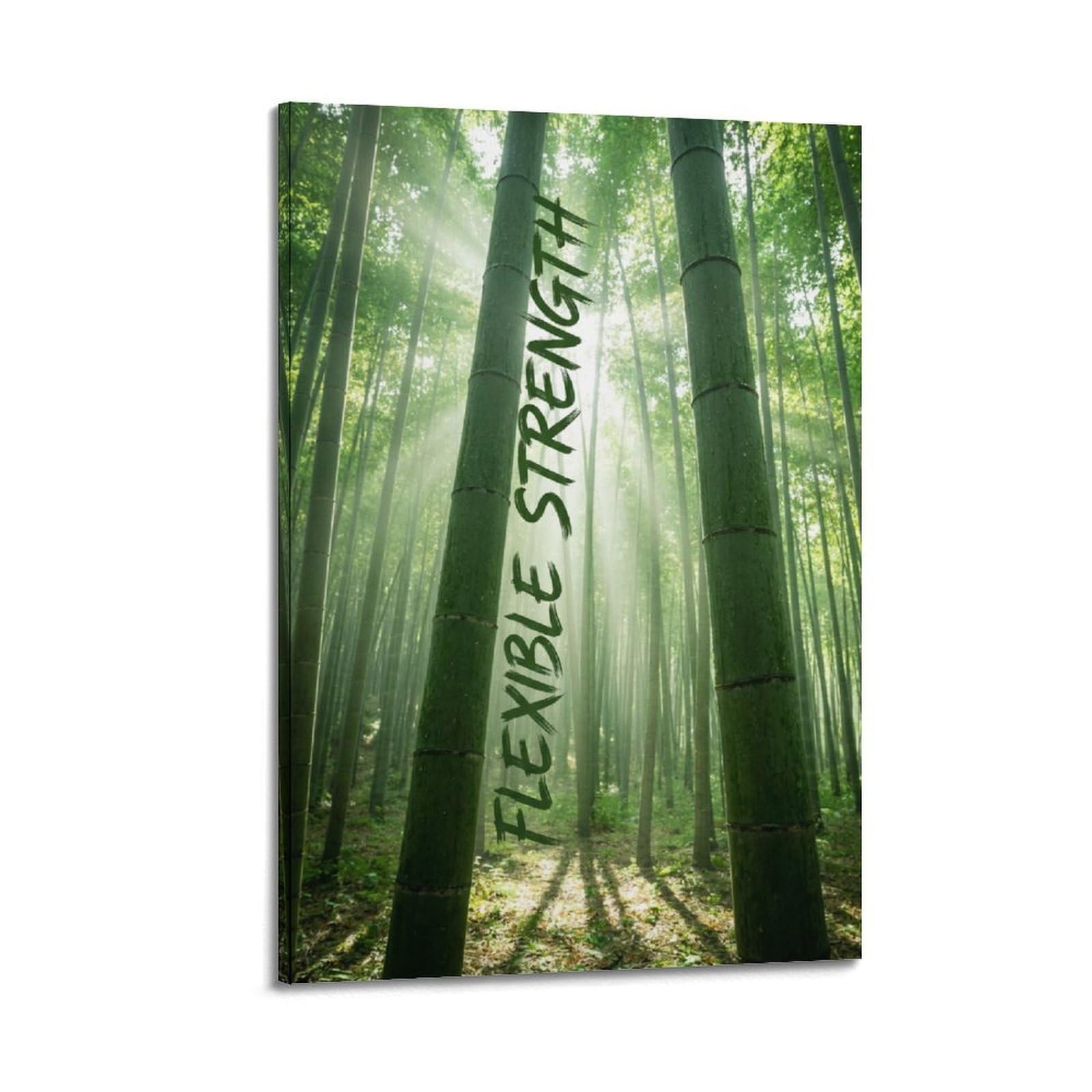XKUGA Zen Bamboo Forest Poster Flexible Strength Meditation Modern Decorative Canvas Prints - Ideal Wall Art for Family, Man Cave, Game Room, Boys & Girls Bedroom 24x36inch(60x90cm)