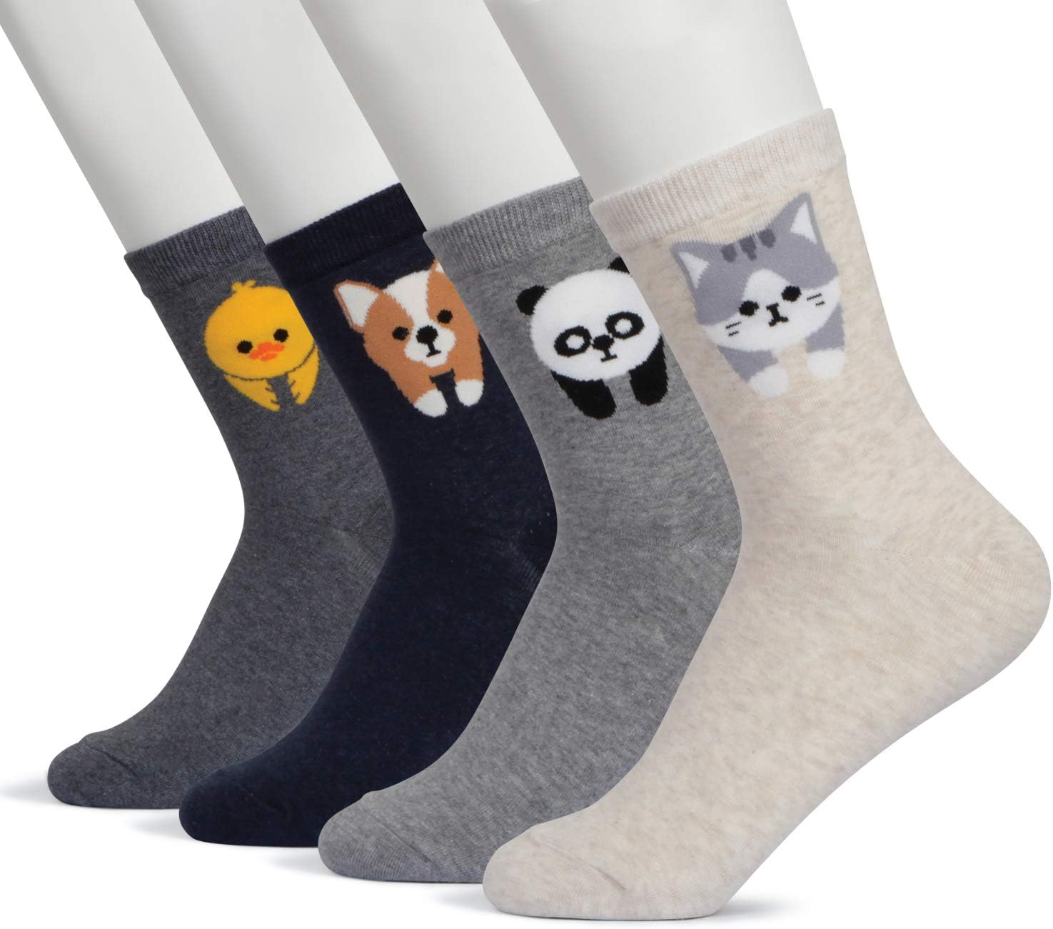 Women's Crew Socks 3-6 Pack by Happytree, Fun Cool Cats Dogs Cartoon Sweet Animal Design Good for Gift Idea One Size Fits All