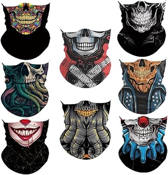 4/8Pcs Neck Gaiter Face Mask,Scarves Bandanas Face Tube Headband