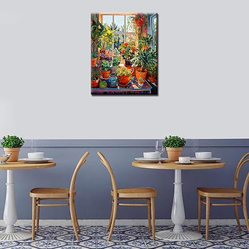 Miniatura 2 de Aihonmin Pintura de plantas y macetas por números para adultos, niños y principiantes, pintura al óleo, pintura al óleo, kits de pigmentos acrílicos