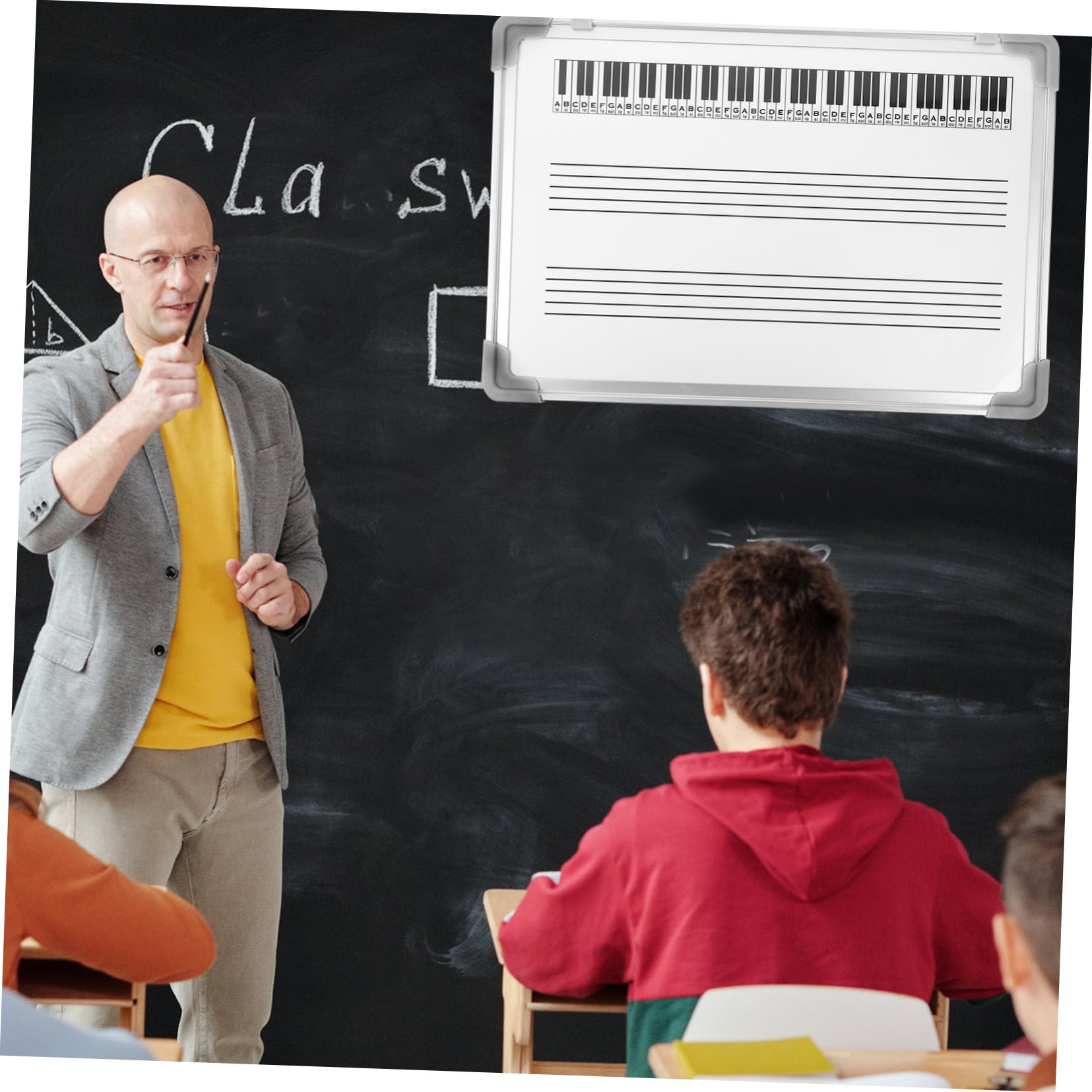 Housoutil Pizarra para Pentagramas Musicales de Doble Cara, Ligera y Suave, Adecuada para Educación Musical y Estudiantes en Instituciones de Formación
