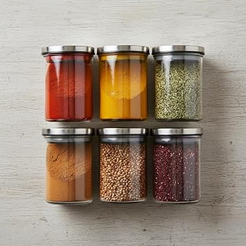 Deconox 6 l  Paslanmaz Metal Vakum Kapakl  Cam Baharatl k Seti, Hava Almaz Silikon Contal  L ks Erzak Saklama Kab , Modern Mutfak D zenleyici Kavanoz 200ml-250ml-325ml Se enekli 200ML - 6.5CM-8CM