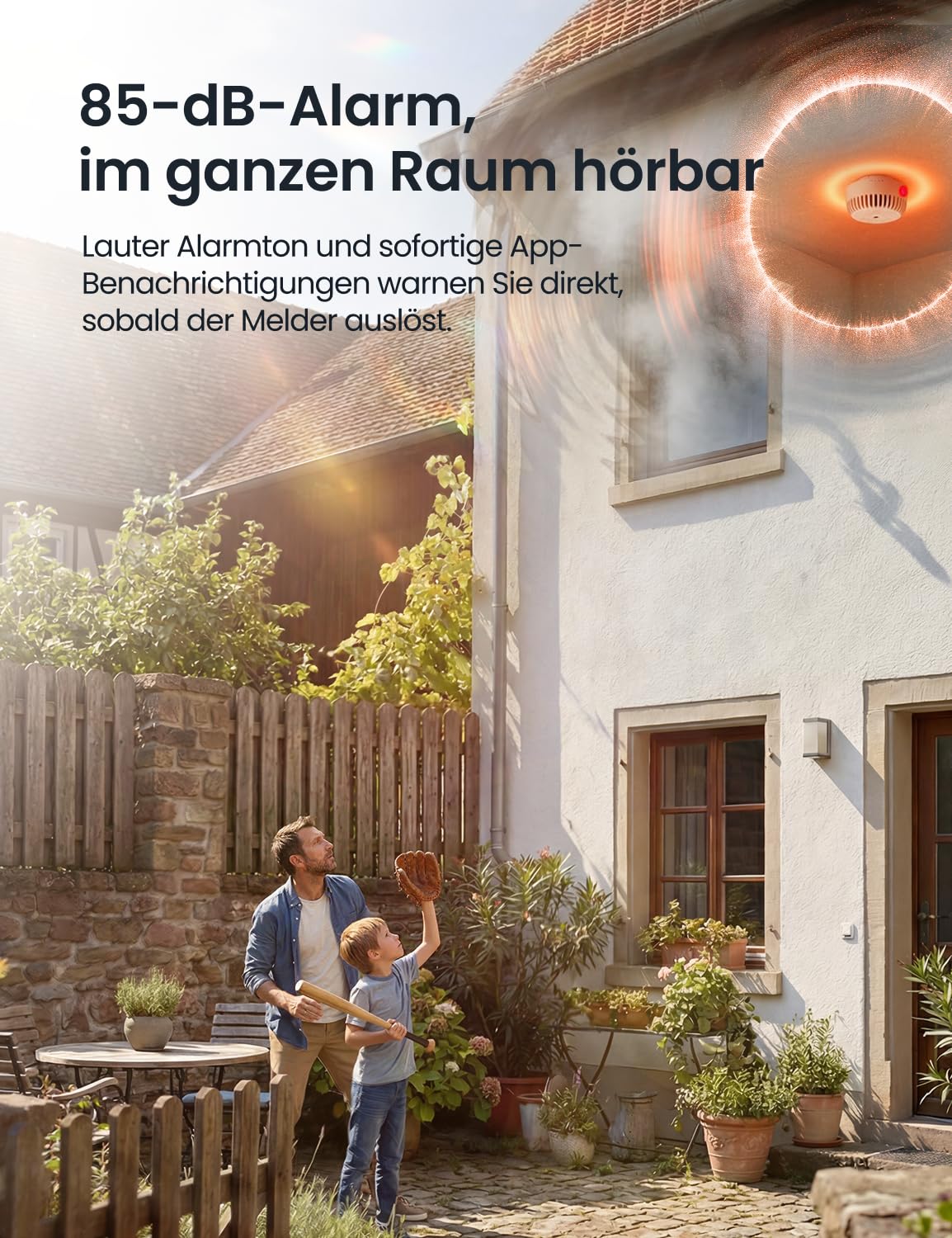 AEGISLINK Smarter Rauchmelder mit Magnethalterung und ohne blinkende LED, 85 dB, Mini-Design, Echtzeit-Benachrichtigungen, Freigabefunktion, ASW-iR, 1 Set