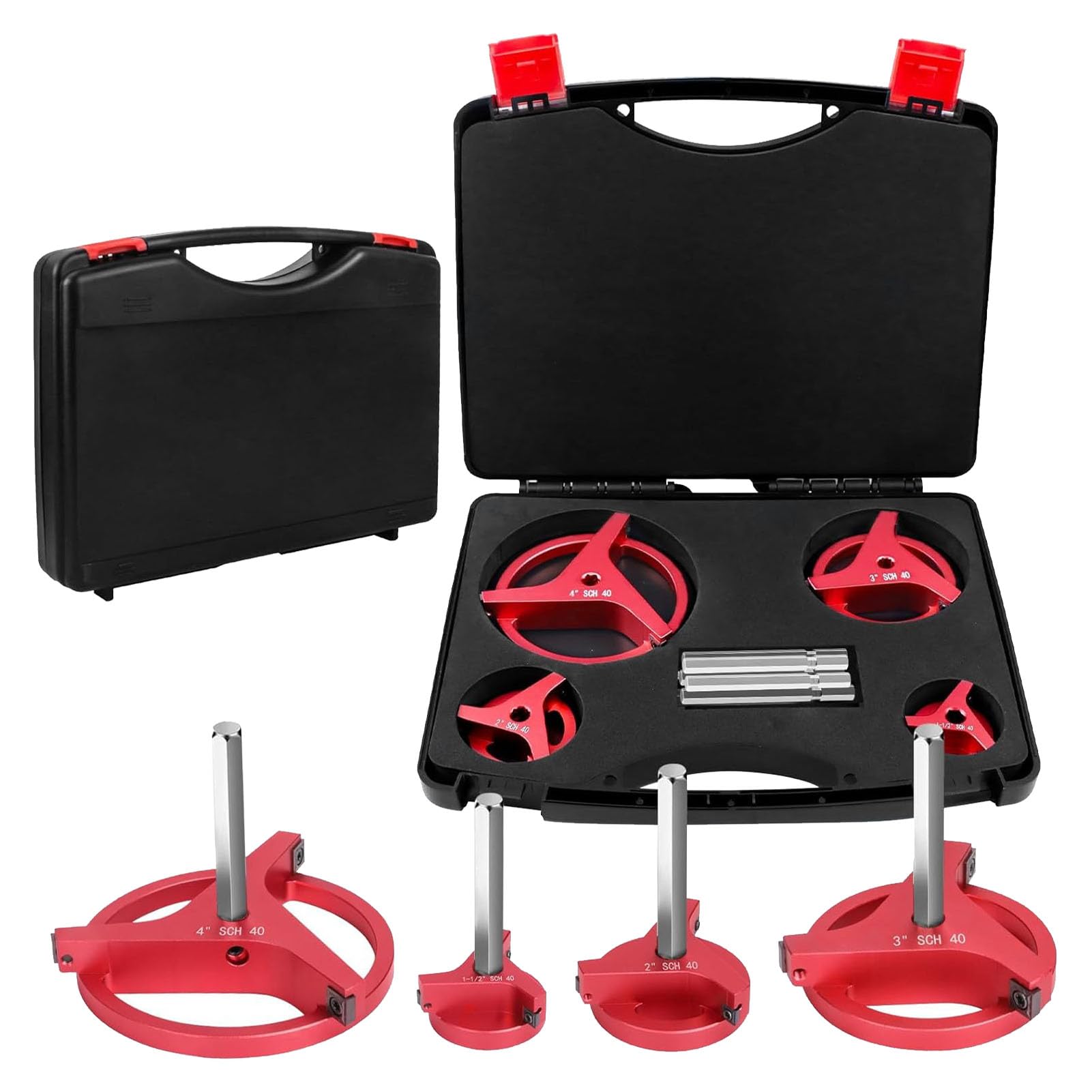 4 PCS PVC Pipe RAMER Kit avec 3 Inserts en Carbure carré, Alésoir à Trois Côtés à Triple carré pour 1-1/2 2 2 4 Pouces SCH40 PVC CPVC ABS Pipe de Tuyau D'économiseur