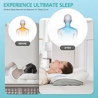 Vista 4 de Almohada cervical para aliviar el dolor de cuello y hombros, almohada ergonómica de contorno de espuma viscoelástica con doble altura ajustable