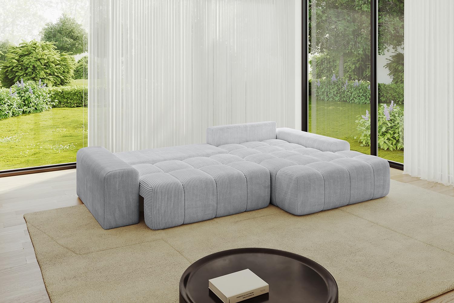 ALTDECOR Ecksofa mit Schlaffunktion L-Form ENSI-L 267x164x69 - Grau