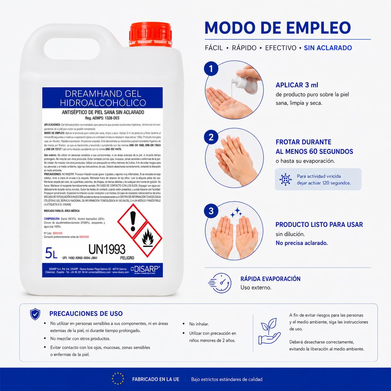 GEL HIDROALCOHOLICO HIGIENIZANTE SECADO INSTANTANEO