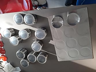 Barattoli Magnetici Per Spezie - 12 Pezzi Con Base A Parete E 120 Etichette | Acciaio Inox, Ermetici - Foto 3