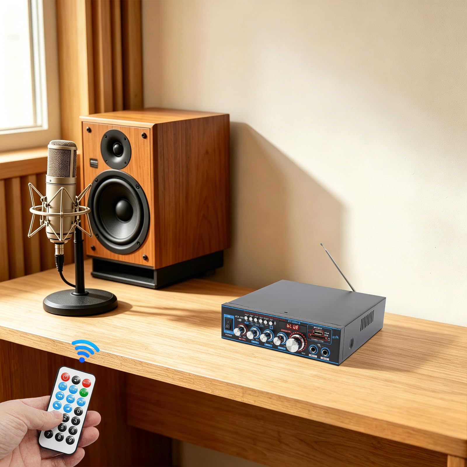 Wzmacniacz stereo Bluetooth 2-kanałowy z USB SD MP3