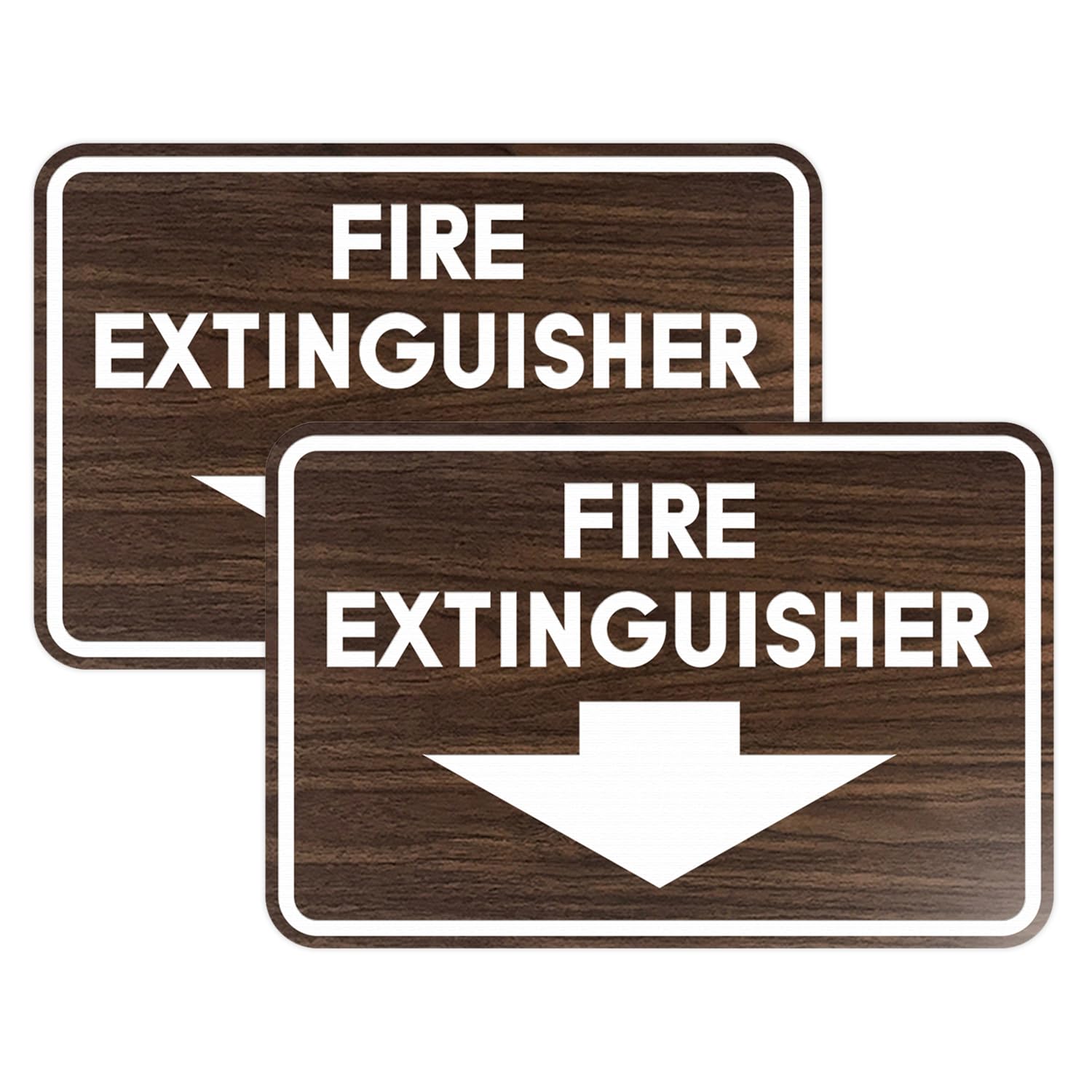 Signs ByLITA Classic Framed Fire Extinguisher (Walnut) - Large 2 Pack
