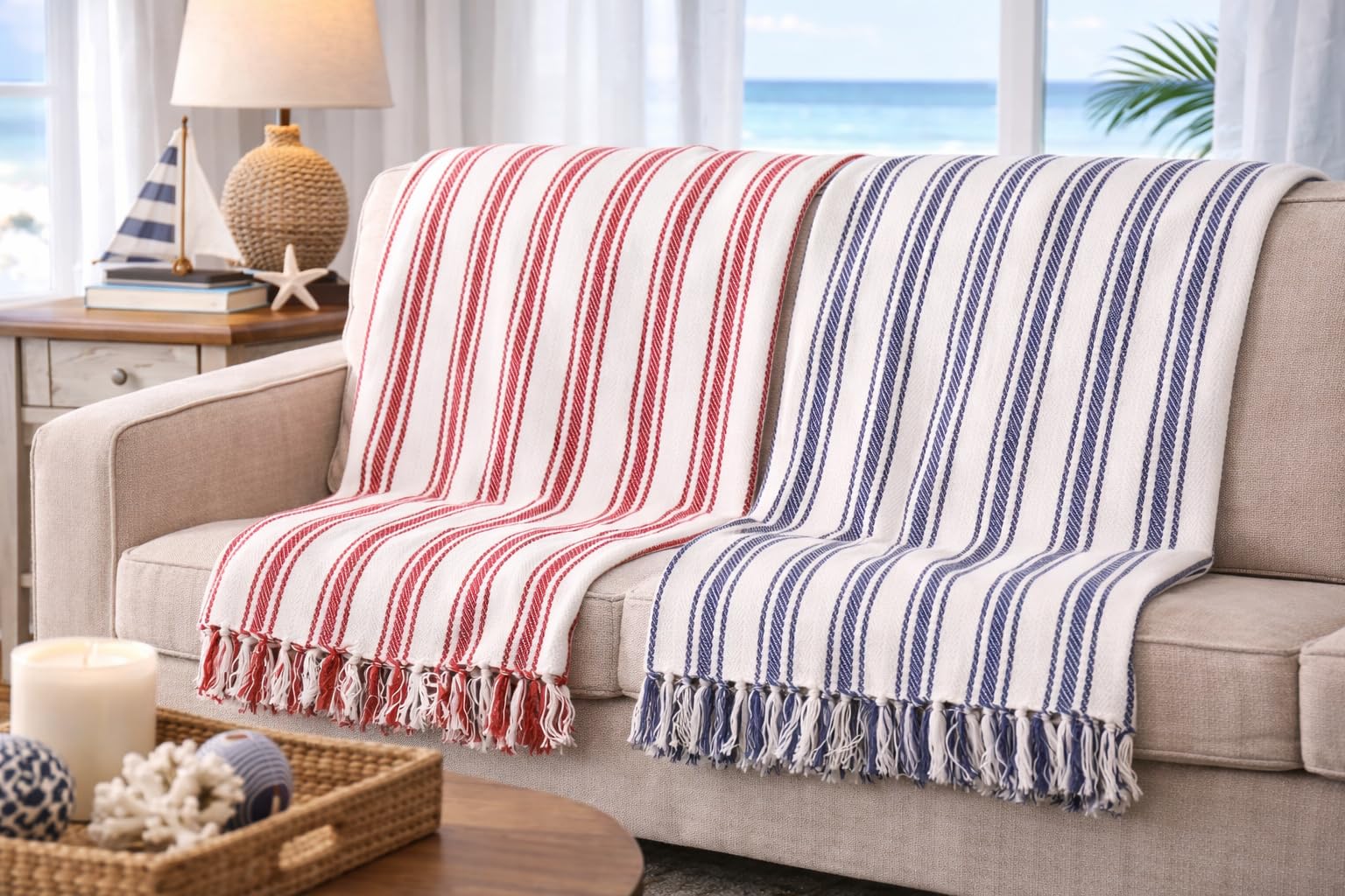 Amazon.com: C&F Home Ticking Stripe Navy Blue & White Cotton