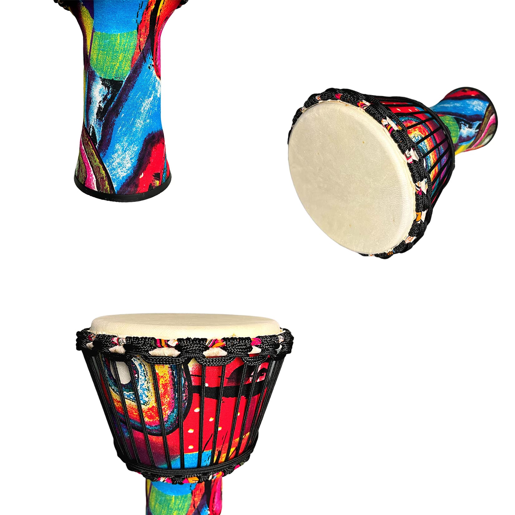 RUOSWTE 21,6 cm Djembé Drum, Bongo, musique de percussion, face de tambour en peau de mouton, accordage professionnel, tambour à main de style ouest-africain, le cadeau pour enfants et adultes