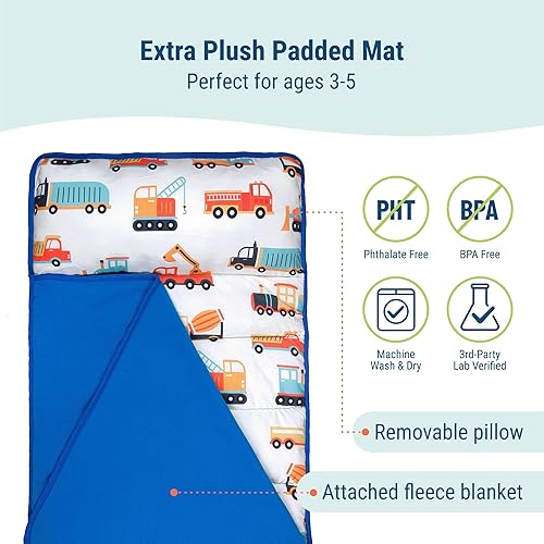 Miniatura 10 de Wildkin 43 Inches Microfiber Nap Mat with Reusable Pillow for Boys & Girls, Ideal for Daycare & Preschool Toddler Sleeping Mat, Soft Cotton Blend