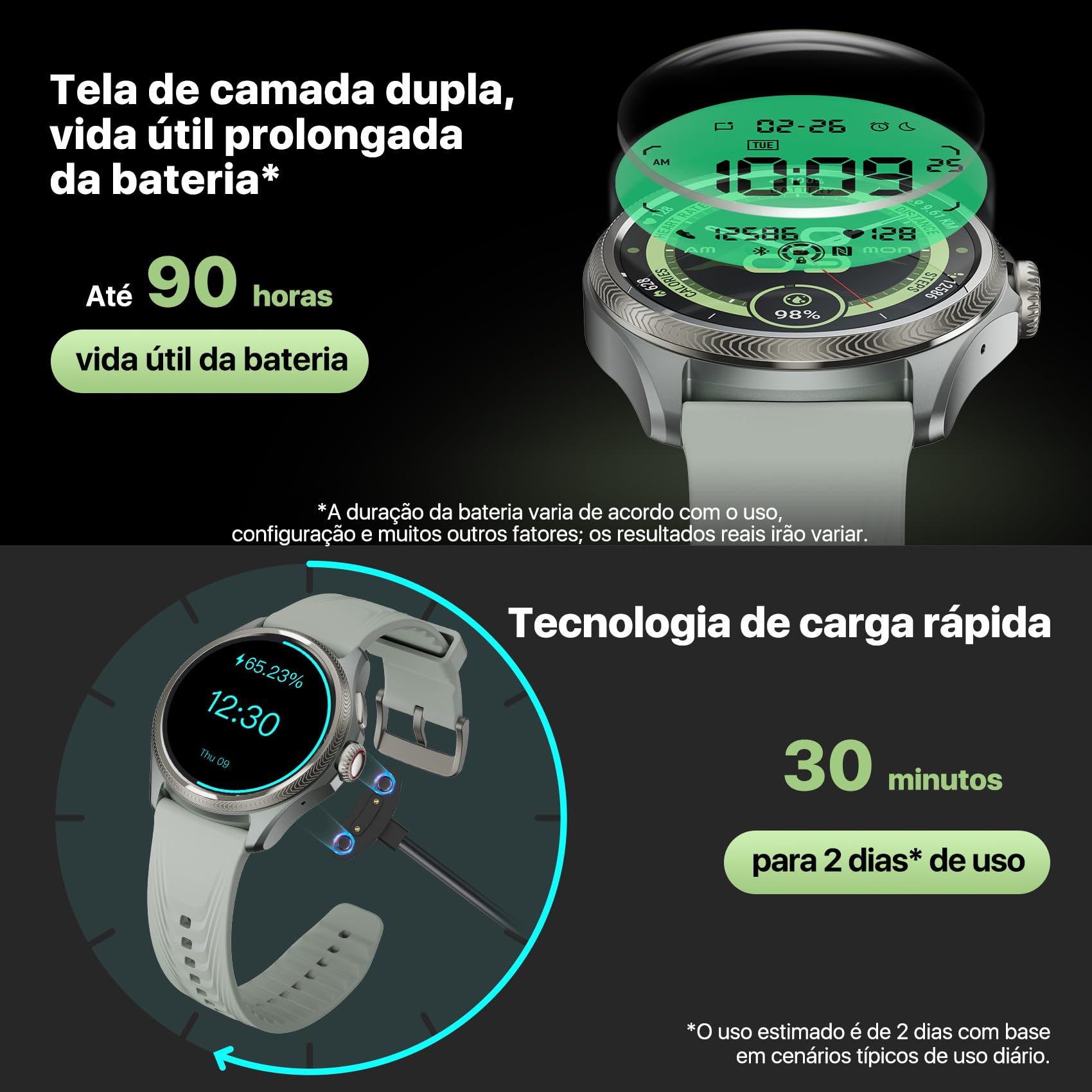 TicWatch Pro 5 Enduro Smartwatch relógio inteligente 1,43 