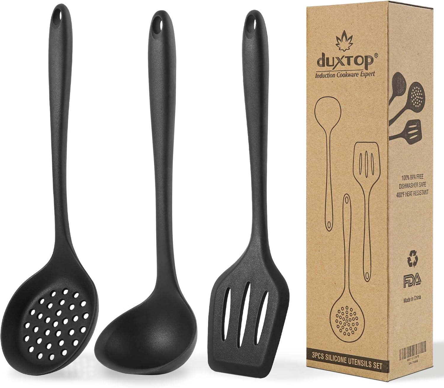 Duxtop Silicone Kitchen Utensils Set, 3 PCS Silicone Cooking Utensils for Non Stick Cookware, Perfect Kitchen Tools with Spatula, Spoon & Colander, Dishwasher Safe Duxtop Silicone Kitchen Utensils Set, 3 PCS Silicone Cooking Utensils for Non Stick Cookware, Perfect Kitchen Tools with Spatula, Spoon & Colander, Dishwasher Safe